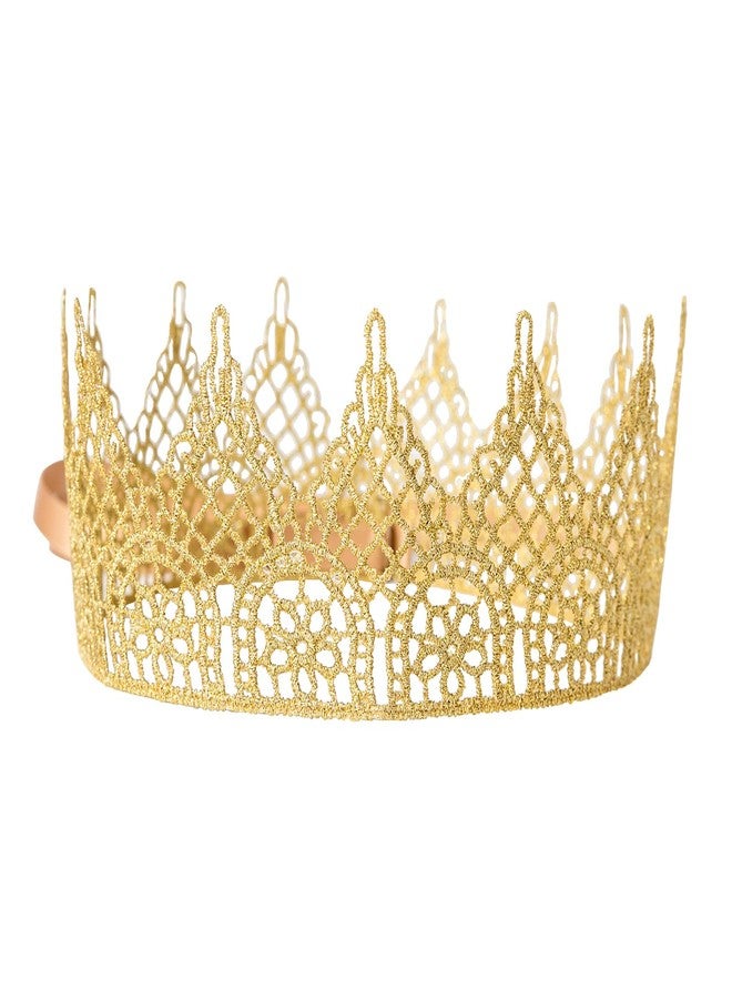 Lamantery Golden Lace Crown With Ribbon for Birthday Party Queen Theme Party Headband Crown - Image 1